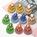 2026 High-quality Colorful Crystal Earrings Ethnic Rhinestone Handmade Round Drop Earring Summer Jewelry Accessories for Women