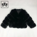 2023  Women Winter Black Fox Fur Cropped Coat Large Size Fluffy Warm  Jacket