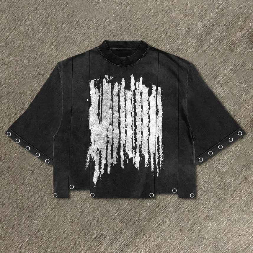Custom Streetwear Screen Printing Heavy Cotto T-shirt Man Oversized Paneled Acid Wash Vintage Cut and Sew t Shirt for Men