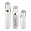Stocks WHITE and clear PET Flat Top Plastic Bottle 40ml 60ml 80ml  Fine Mist Capsule Shape Spray Bottle and Lotion Pump Bottle