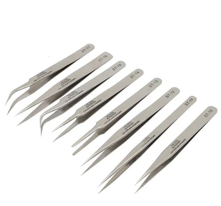 Eyelash Tweezers Stainless Steel Anti Static Super Fine Tip for Eyelash Extension Watch Repair ESD Tweezers LAVA