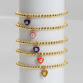 Waterproof 18K Gold Plated Bead Bracelet Stretch Love Pendant Colorful Devil'S Eye Bracelets Jewelry Making Heart Pendant Charms