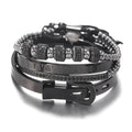 Douvei 4pcs/Set Hot Men Titanium Steel Roman Numeral Bracelet Horseshoe Buckle Bangles Pulseira Bileklik Luxury Handmade Jewelry