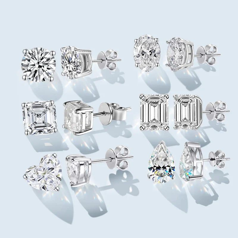 Gold Lab Diamond Earrings 10k White Gold Def Vs Synthetic Diamond Claw Setting Earring Round Lab Grown Diamond Stud Earrings