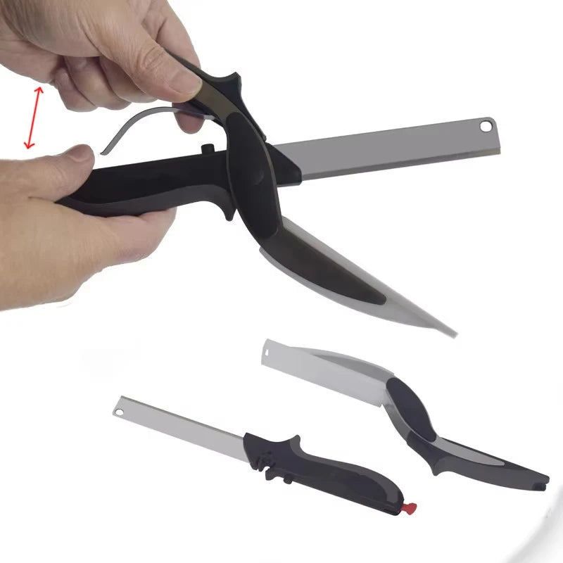 Kitchen Food Cutter Multipurpose Scissors Stainless Steel Vegetable Slicer Fruit Cutter Kitchen Knife with Cutting Board
