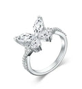 925 Sterling Silver Rhodium Plated Prong Setting Cubic Zircon Butterfly Ring for Women