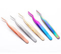 Wholesale Professional Eyelash Tweezers Custom Makeup Tools Stainless Steel Lashes Tweezers