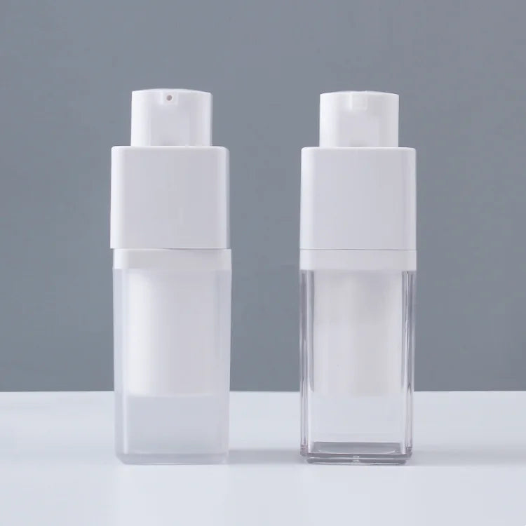 WOGU Empty Matte Frosted Square Airless Pump Bottle Cosmetic Storage Container 15ml 30ml 50ml Skincare Serum Lotion Pump Bottle