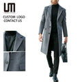 OEM Service Wholesale Autumn Winter Fashion Men Clothes Solid Color Single Breasted Long Sleeve Plus Size Jacket Trench Coat