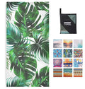 Custom Made Logo Private Label Digital Printing Sublimated Green Leaf Design Microfiber Beach Towels