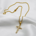 High Quality Vintage Jewelry Waterproof Gold Plated Stainless Steel Chokers Necklace Simple Full Zircon Cross Pendant Necklace