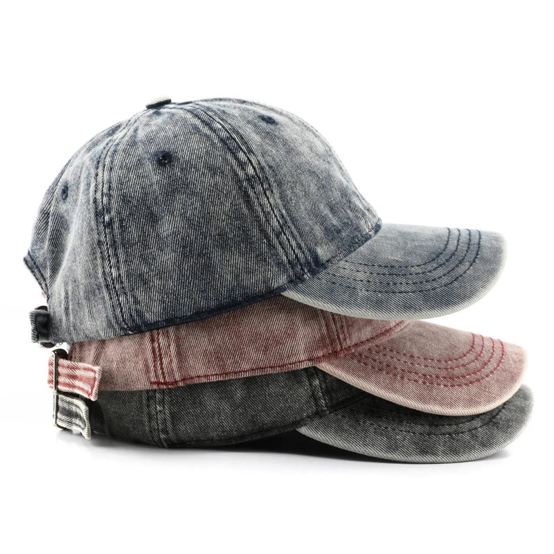 Personalized Retro Plain Solid Color Blank Denim Baseball Cap Man Outdoor Travel Sun Protection Hats for Women