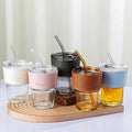 Ins Style Coffee Cup Glass Mug Cups Tableware Leather Cup Holder
