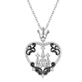 Crown Castle Heart Shape Pendant Necklace Authentic 925 Sterling Silver Beads for Women Men Fine Jewelry White Gold Plated