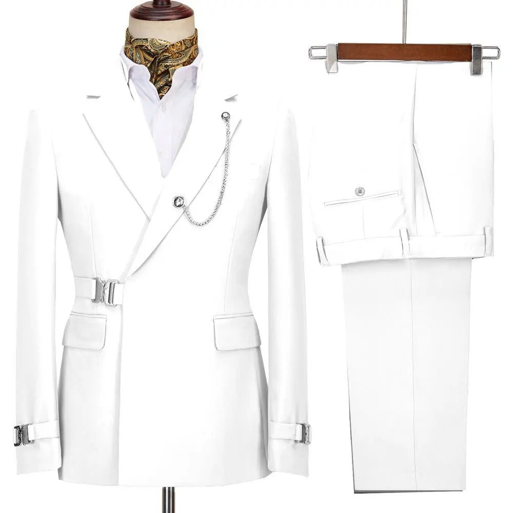 Men's Two-piece Suit Single-breasted Slim Wedding Banquet Bridegroom and Best Man Suit Banquet Dress
