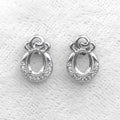 Sterling Silver 5*7mm Semi Mount Stud Earrings Empty Frame Support Blank Setting S925 Base Without Center Stone for DIY Inlay