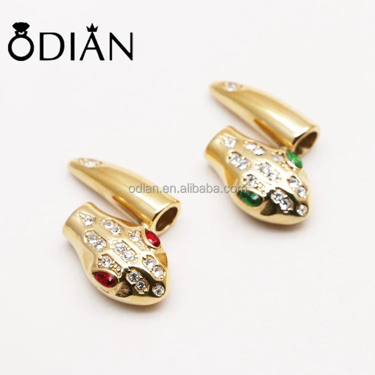 Hotselling Stainless Steel Snake Head Nail Buckle Charm Bracelet Accessories Clasp Leather Bracelet Findings