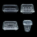 PET Fruit Box Rectangle Large Salad Container Cover Plastic Takeout Fruit Tray Clear Vegetable