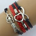AA00273 Fashion Handmade Infinity Cute Heart Friend Charm Gift Multilayer Leather Bracelet  Jewelry for Women
