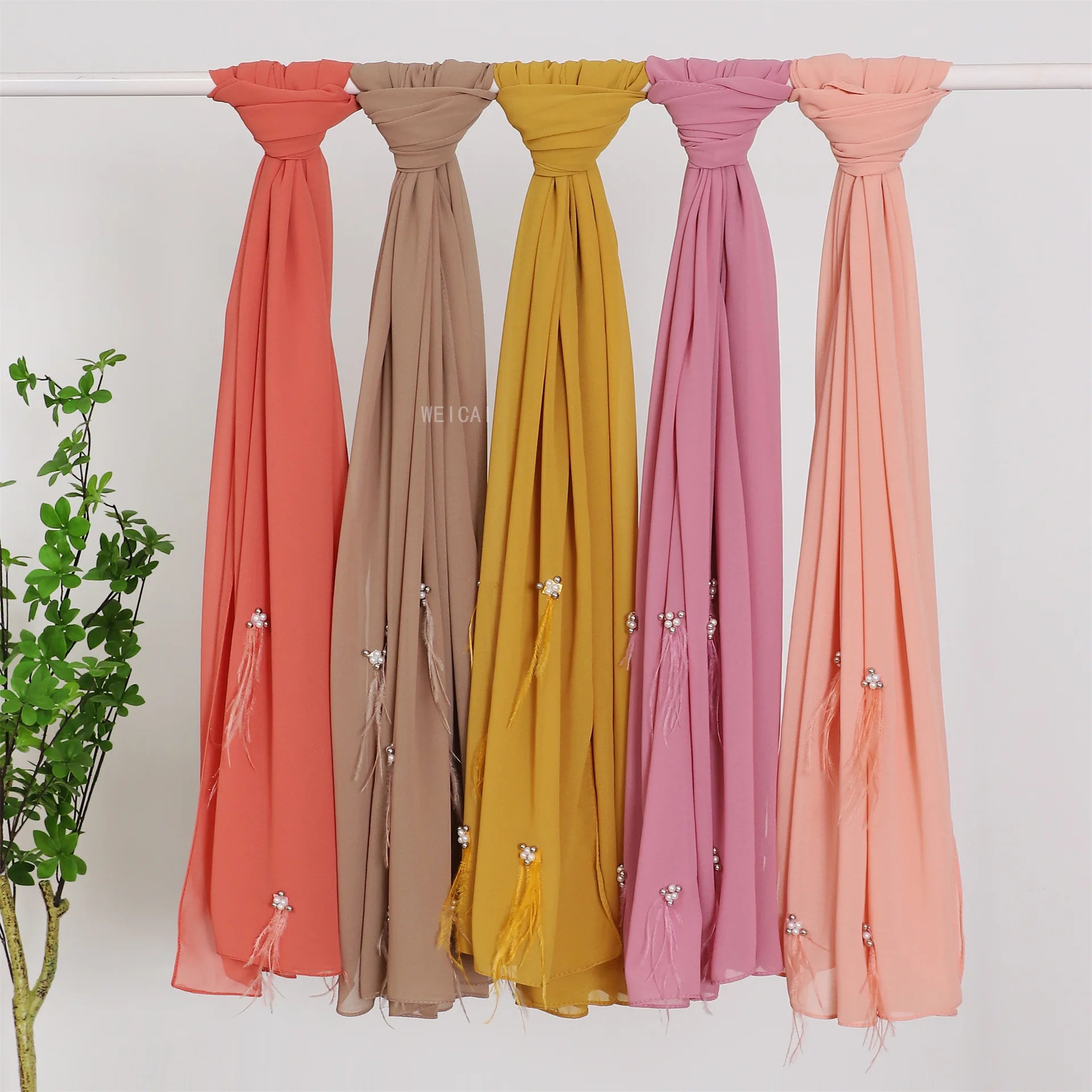 New LuLu Stone Design Pleated Bubble Chiffon Crinkle Hijab for Muslim Women Head Long Scarf Women Shawl Hijab