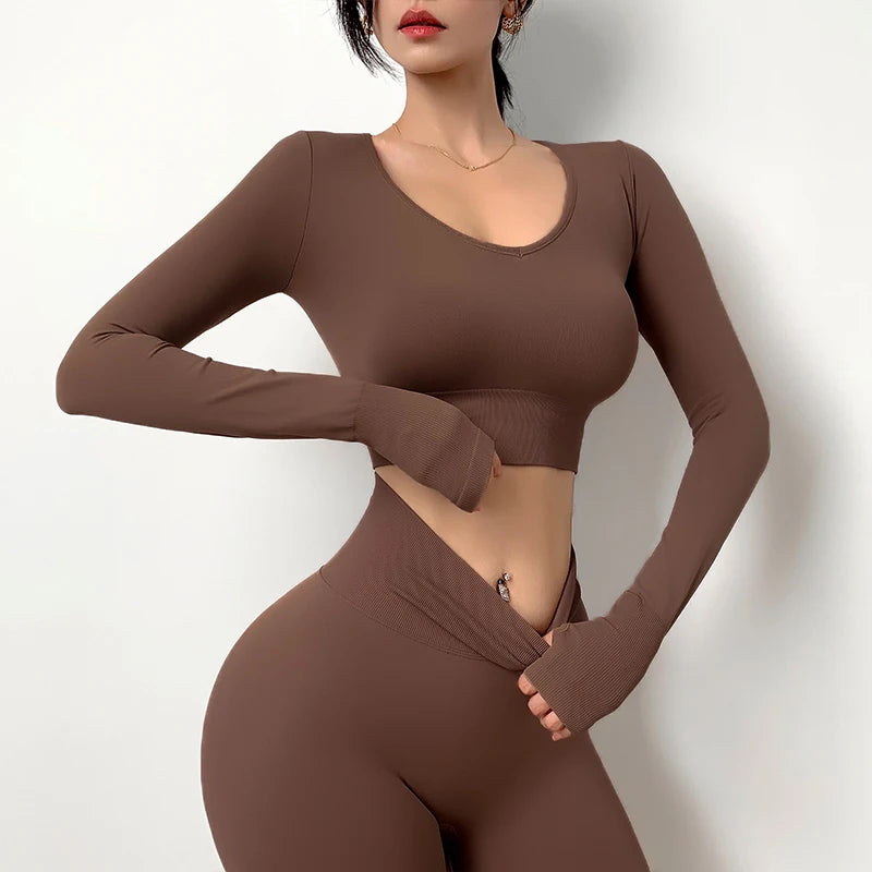 Women's Plus Size Solid Color Long Sleeve Yoga Crop Tops-Sweat-Wicking Breathable Quick Dry Spandex/Nylon Athletic Apparel