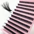 Custom Logo 8-16mm Individual Cluster Fan Lashes Handmade Segmented Pre Glued D Curl DIY Cluster Extension Kit
