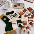 Wholesale Vintage Street College Graphic Socks Casual Cotton Crew Socks for Women