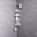 4 Floors Scalable Lightweight Wall Mounted Corner Bathroom Shelves with Stainless Steel White 2.6m for Storage