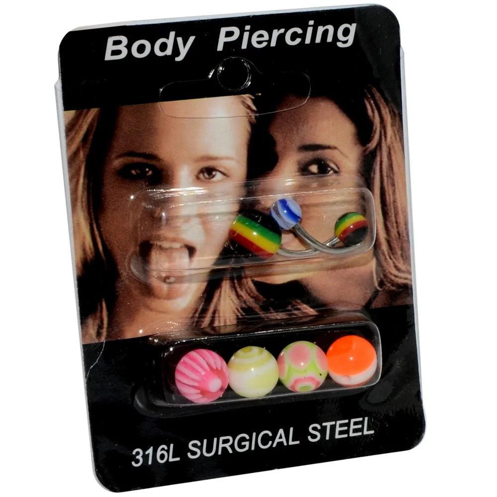 Women's Basic Fashion Banana Ring 316L Surgical Steel Bar Acrylic Balls Navel Belly Button Body Piercing Jewelry for Weddings