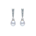 High Quality Zirconias Dangle Pear Stud 925 Fresh Water Pearl Earrings Sterling Silver for Girl