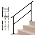 Customizable Modern Cast Iron Handrails Balustrades for Outdoor/Indoor Stairs-3-4 Step Staircase Railings Powder Coated Strong