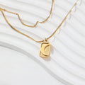 Fenny 18K Gold Plated Wholesale No Fade Rectangle Moon Sun Pendant Double Layer Snake Chain Stainless Steel Necklace for Women