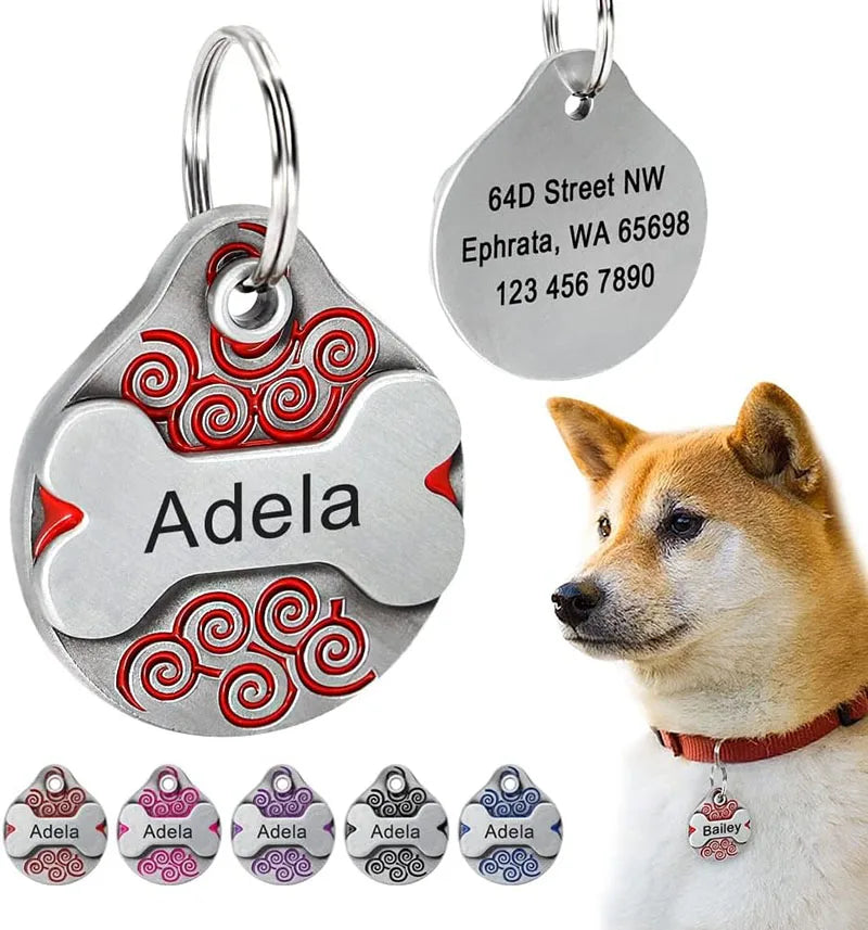 Personalized Custom Engraved Dog Tags Zinc Alloy NameplatePlate Anti-Lost Pet Accessories Pet Cat Dog ID Tags for Engraving