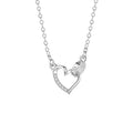 Solid 925 Sterling Silver Interlocking Hearts Pendant Necklace Enhanced Zircon Stone Classic for Mother's Day Wedding Party