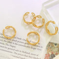 Ins Dainty Women Rings Jewelry Stainless Steel Open Adjustable Rings Gold Chain Ring