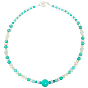 Natural turquoise mop Princess spiny oyster Milky Blue Aquamarine Prehnite Round Beaded Promise gift for women