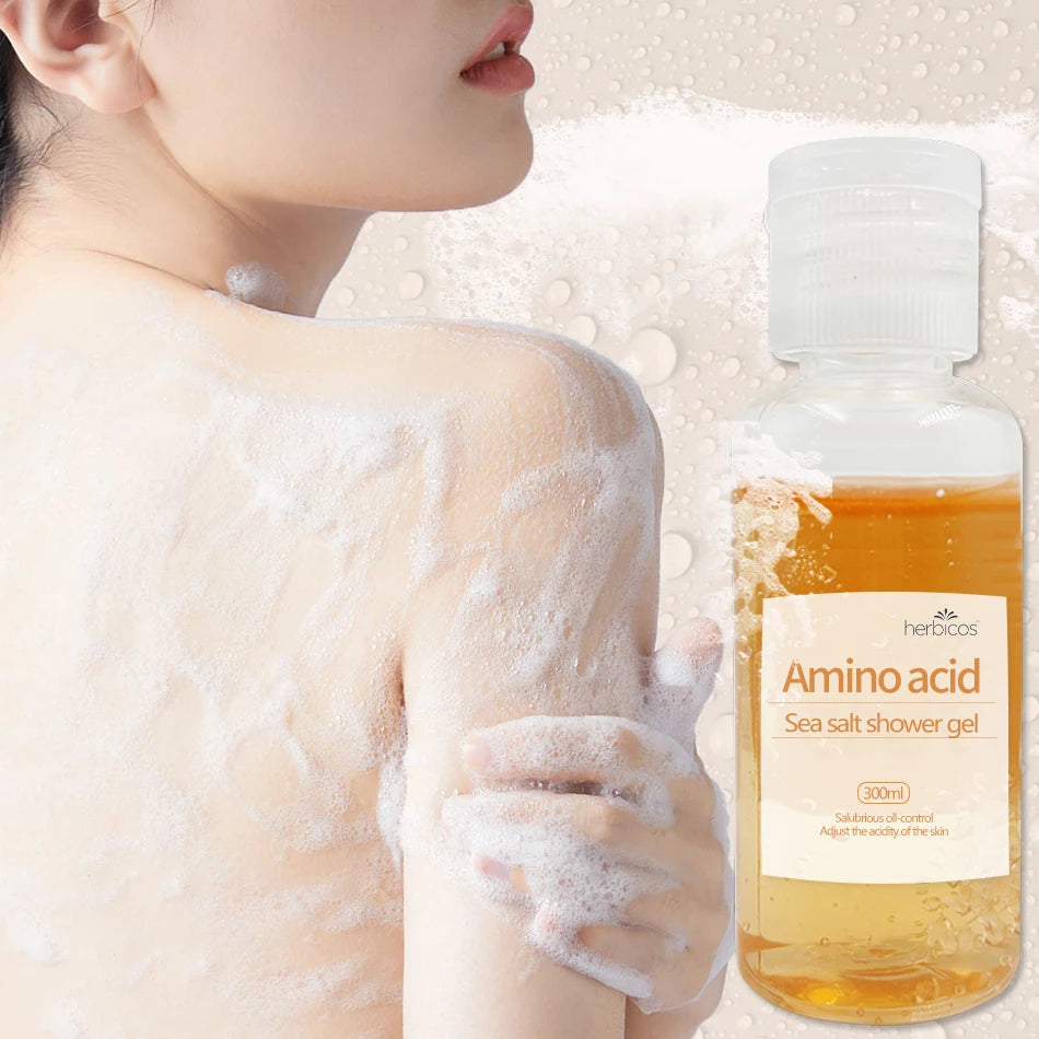Herbicos Amino Acid Sea Salt Shower Gel Moisturizing Lightening Whitening Body Wash Perfumed & Refreshing with Bubbly Lather
