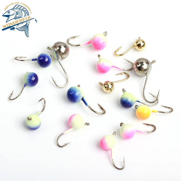 Hot Sale Colorful Metal Barbed Ice Fishing Tungsten Jig Head Hook for Freshwater