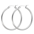 New Arrival Women's Silver Stainless Steel Hoop Earring Statement Design Big round Circle Trendy Geometric Pattern