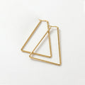 QIAOREN 12332 Waterproof Tarnish Free Triangle Hoop Earrings Gold Stainless Steel Sleek 3-Sided Triangular Latchback Hoops US EU