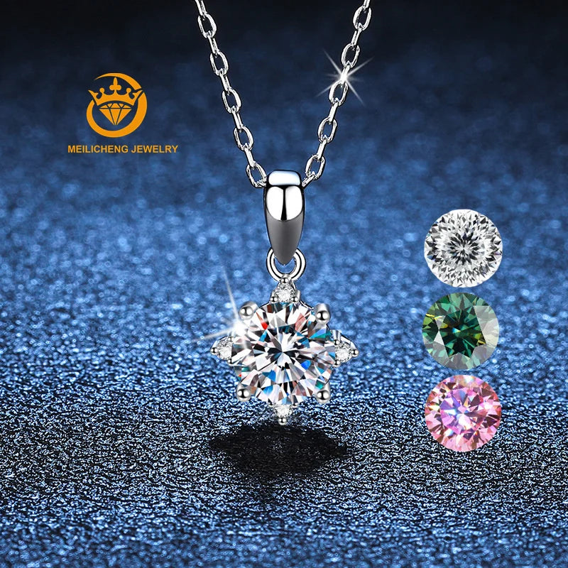 Wholesale Environmental Friendly Gra Moissanite Diamond Fine Jewelry Unique 925 Silver Cluster Necklace for Women Jewelry