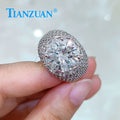 12mm Big Thick Edge Stone Ring Sterling 925 Silver Hip Hop Round Moissanite Ring Men Women Diamonds Male Fine Jewelry