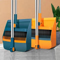 Long Handle 2-in-1 Broom and Dustpan Combo with Cleaning Teeth Indoor Outdoor Home Use Set
