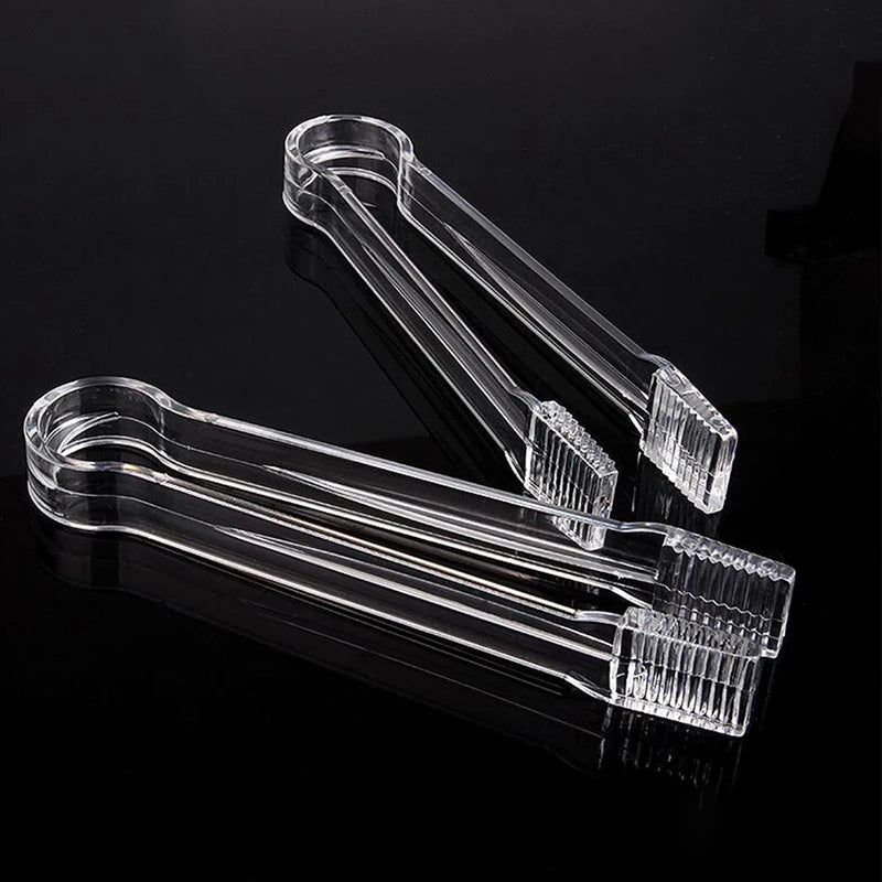 PS Transparent Clear Plastic Barbecue BBQ Buffet Serving Sugar Bread Food Ice Clamp Clip Tongs Tool Bar Kitchen Accessories