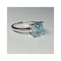 HQ GEMS Solid 14K White Gold Ring 8.5x8.5mm 3cts Light Green Blue Asscher Cut Moissanite Ring Gold Wedding Ring