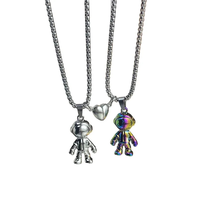 Fashion Chain Couple Necklaces for Him and Her Best Friend Magnetic Choker Necklace