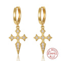 2024 Wholesale Fashion 925 Sterling Silver Cz Diamond Cross Earrings Dangle Hoop Earrings for Women Jewelry
