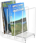 Clear Acrylic Magazine Holder and File Organizer Desk Standing Rack on Table for Magazines Binders Mails Books