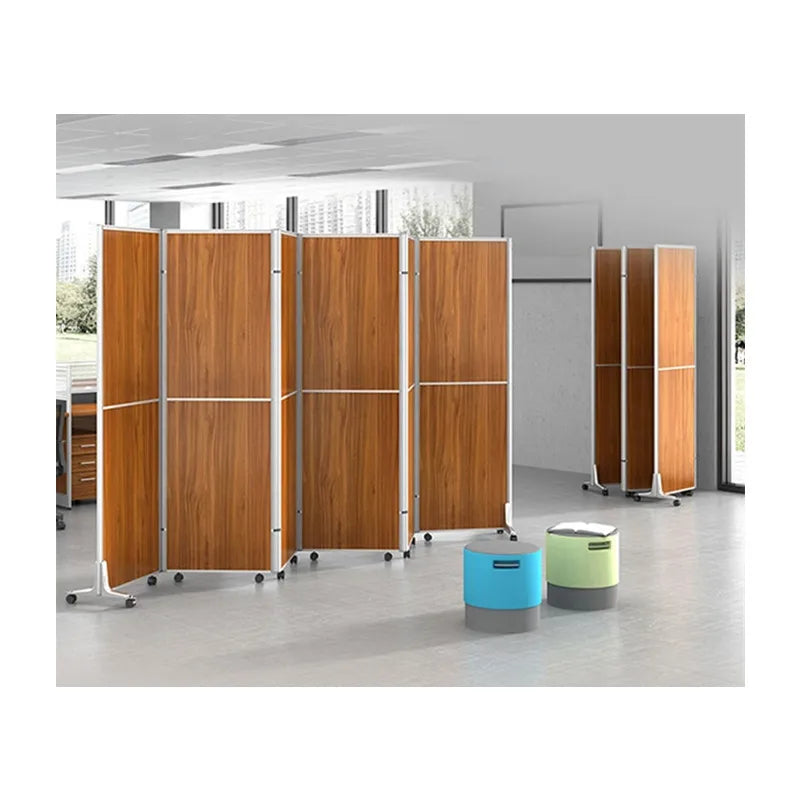Modern MDF Wooden Folding Screen Wheels-Office Dining Living School Hospital Gym Home Office Partition Divider Commercial Use