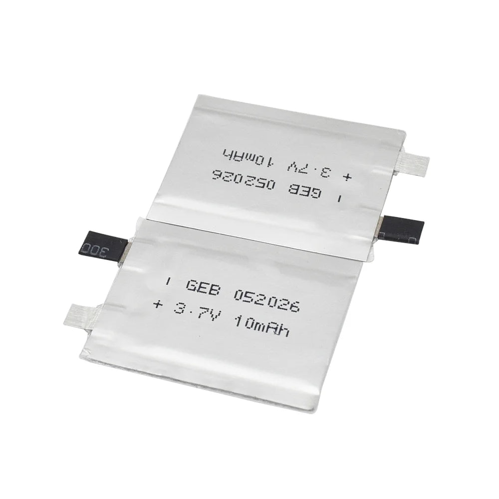 GEB052026 Ultra Thin Lipo Battery Cell 052026 042255 Battery Flat 3.7v 10mah Rechargeable Lithium Polymer Li-ion Batteries